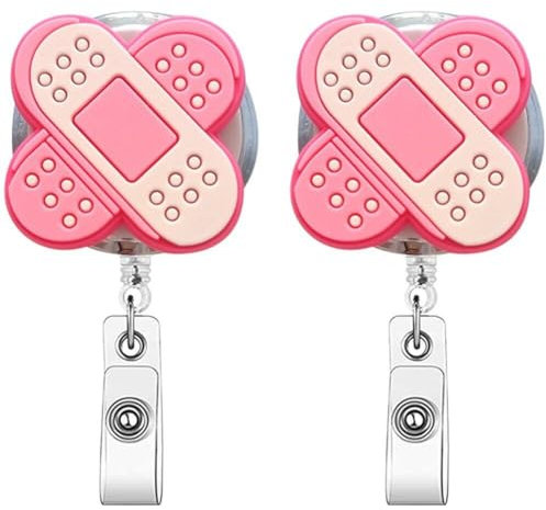 Muteitt Einziehbare Abzeichenrolle Clip, 2 Stück, Cartoon-Verband-Design, Ausweishalter, Niedlicher Ausweis, Namenskartenhalter, Name, Dekorativ Für Krankenschwester, Arzt, Arbeiter