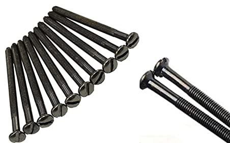 Electrical Long Socket Screws 40mm, 50mm, 75mm Black Nickel, Brass, Chrome M3.5 Screw Flat Raised Slotted Head Threaded Bolt for Switches, Plugs, Sockets, Fixings (20, Black Nickel, 50mm)