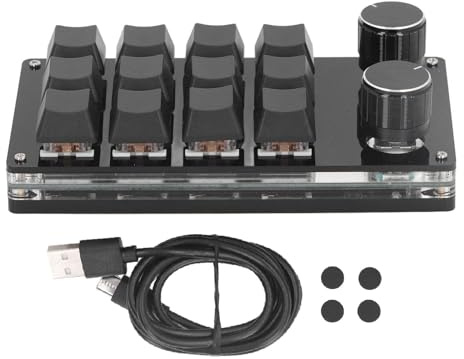 Walfront Programmierbare Mechanische Gaming-Tastatur mit 12 Tasten, Rotem Schalter und Zwei Knöpfen, Zum Erstellen Komplexer Verknüpfungen, Gaming, Musik, Office, für, OS X