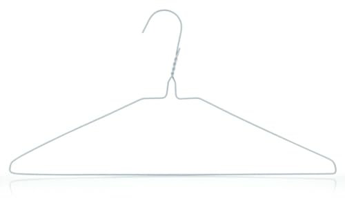 Pack Of 100 Clothes Hangers Adult 45cm White Wire Metal Suit Trouser Shirt Bar Steel UK