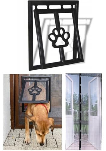 Haustierklappe Hundeklappe Katzenklappe Katzentür Hundetür für Fliegengittertür 23,5x29 cm Abschließbar Haustiertür