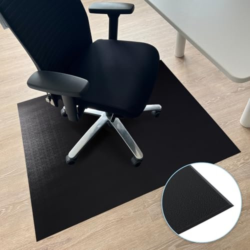 Floordirekt Bodenschutzmatte 75 x 100 cm, Schwarz - mit abgeschrägter Kante - Bürostuhl Unterlage aus PVC, Bodenschutz, Unterlegmatte, Schutzmatte für Laminat, Parkett, Hartböden (Kleopatra)