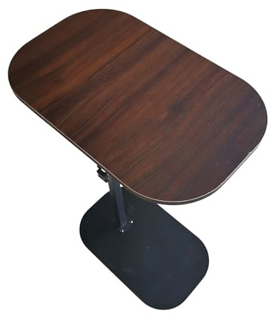 Beistelltisch C Form Metall Nachttisch Aus Kunstfaserplatten, Anhebbarer Nachttisch für Schlafzimmer, Verdickte Tischplatte Um 360° Drehbar, für Haus, Krankenhaus(Brown)