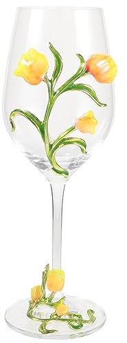 WATIIFUFU Calice Da Vino Rosso a Tulipano in Vetro Design Floreale 3d Decorativo, Bicchiere Per Cocktail e Feste, Elegante Bicchiere Da Vino Riutilizzabile Adatto a Ristoranti e Celebrazioni