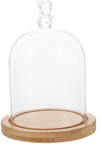 OFFSCH Konservierte Blumen Glasabdeckung Holzsockel Transparente Blumenkuppel Blumen-glasabdeckung Blumentopf Glasdeckel Blumenkuppelabdeckung
