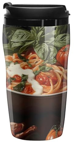 Stanley-Kaffeetasse mit Deckel, 340 ml, Kunststoffbecher, versiegelter Trinkdeckel, Wasserbecher, Teetasse, italienische Nudelbilder, bedruckte Tassen, passt in Auto-Becherhalter