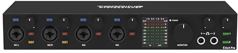 Topping Professional E4x4 Pre, interface audio USB avec 4 entrées et 4 sorties, couleur noire