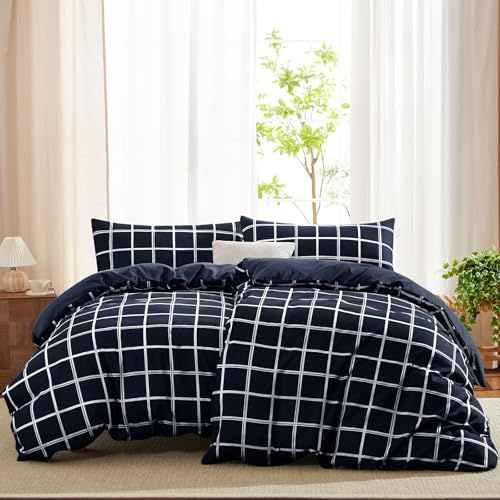 WAVVE Sängkläder 135 x 200 4 delar påslakan – sängkläder set 135 x 200 cm, set om 2 med 2 örngott 40 x 80 cm, Oeko-Tex TEX, blå