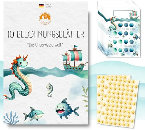 MINITALES Belohnungstafel Kinder – Belohnungssystem mit 10 Blättern & Stickern für Töpfchentraining, Routine & Aufgaben | Aufgabentafel & Routine Planer Kinder ab 3, 4, 6 Jahren