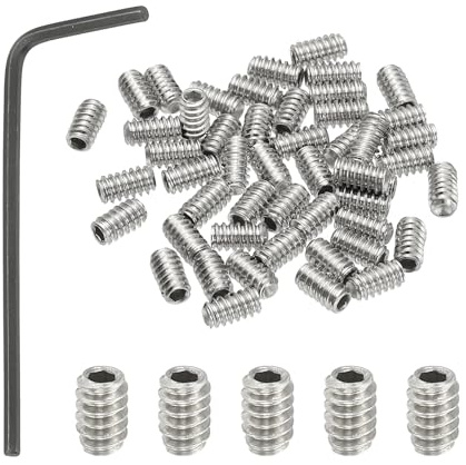 PATIKIL 50 Stück 304 Edelstahl Madenschrauben #6-32x1/4 UNC Grobgewinde | Innensechskant Gewindestifte Set mit Schraubendreher für Türklinken Halterung Möbel Lampen Wasserhahn Reparatur