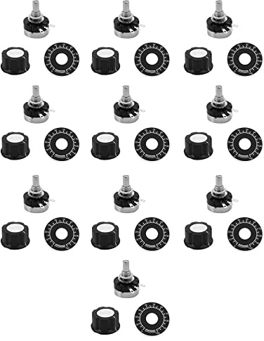KEALLANS 10 x Potentiometer, drehbar, mit Durchmesser mit Knopf, RV24YN 20S B103, 10 K Ohm