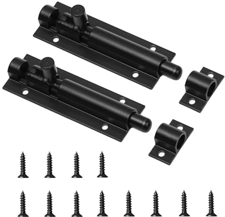 2 Set Door Lock Bolts，Bolt Lock，4inch Slide Barrel Door Bolt，Door Bolt Security Lock Latch with Screws，Heavy Duty Door Bolt Latch for Internal Door Shed Bathroom Toilet Shed(Black)