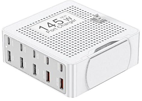 Biniveil Hub Cargador USB | Hub de Carga para Auriculares | Base 10 Puertos 145W PD QC3.0 para Tablets Teléfonos Auriculares Reloj Hogar Viaje