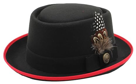 Generisch Disfraz de sombrero de Oktoberfest de melón negro, sombrero alemán, con plumas, emblemas, Oktoberfest para mujer, accesorio para disfraz de Oktoberfest, versátil