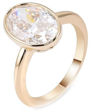 Damenring Gold 585 Echtgold, Wedding Ring Weiß Moissanit 2ct Solitär Ehering 14 Karat Gelbgold Größe 45 (14.3)
