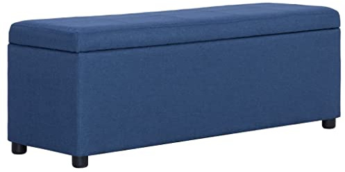 Owoxanthellate Sitztruhe mit Stauraum 116 cm Blau Polsterbank Modernes Design aus Polyester Robust und Langlebig für Wohnzimmer Flur Schlafzimmer
