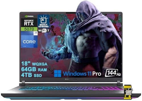 ASUS ROG Strix G18 G815 Gaming AI Laptop 18 WUXGA 144Hz (100% sRGB) Intel 24-core i9-14900HX 64GB RAM 4TB SSD GeForce RTX 5070 GDDR7 (Up to 798 AI TOPS) RGB Backlit WiFi7 Thunderbolt Win11Pro ICP Acc