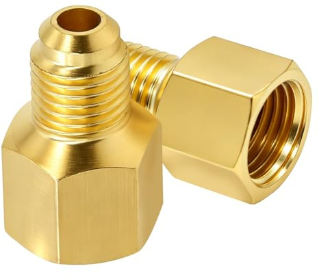 2Pcs 1/4 SAE Flare Male to 1/4 NPT Female Thread Hose Pipe Brass Air Adapter, Minisplit Air Conditioner Refrigeration Tubing Connector, Air Hose Fittings for AC R134a Freon