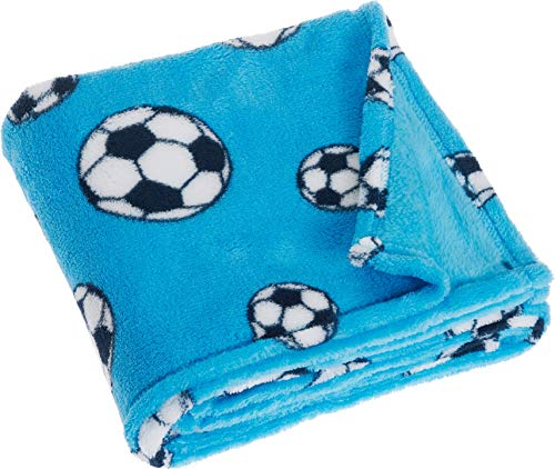 Playshoes Coperta in Pile, Coperta Neonato, Pile Bebè, Plaid in Pile, Versatile Coperta Coccolone per Bambini e Bambine, 75 x 100 cm, con Motivo Calcistico