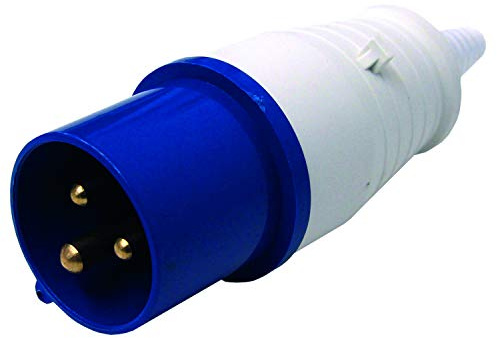 Electraline 80855 Industriestecker, IEC, 16A, 2P + E, 220V, IP44, Blau