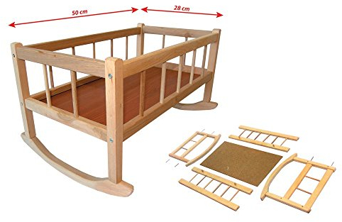 Rappa 112087 Große Puppenwiege aus Holz Naturholz!