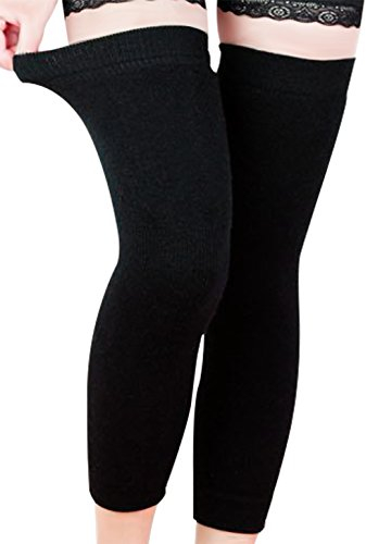 Faxianther Men Women Thicken Long Stretchy Knee Sleeve Leg Warmers Winter Breathable Thermal Knee Brace Pads Support Protector Legging Stockings for Outdoor Sports Arthritis Tendonitis Black