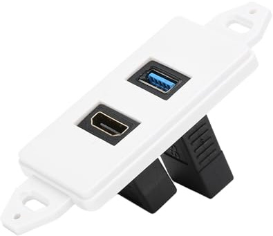 Haofy 2 HDMI-Anschlüsse, USB 3.0, Wandsteckdose, USB-Platte, elektrisches Ladegerät, Composite Audio, Video-Anschluss, Wandplatten-Anschluss, 2 in 1, Ausgang, Extender, Weiß
