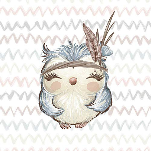 40x50cm Tiere French Terry Stoff Panel - Kinderstoff mit süßer Eule - Mädchen Stoffe zum Nähen für Kinder & Baby - Waldtiere French Terry Sommersweat Kinderstoffe - keine Meterware – Waldfreunde