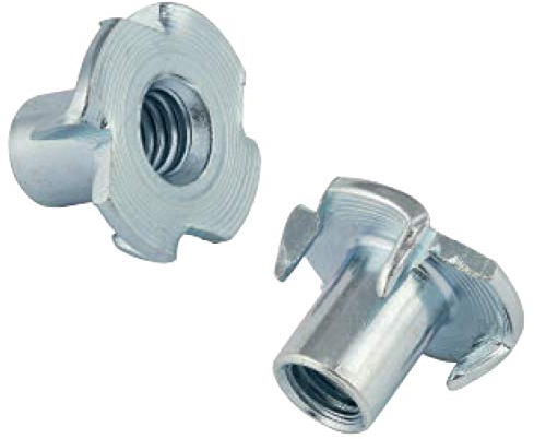 HEXATON Dadi a Griffe M8 x 15 mm - 100 Pezzi - Acciaio Zincato - Dadi a T con 4 Griffe per Legno Falegnameria e Montaggio Mobili