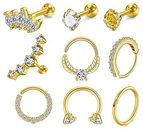 AVYRING Ohrring Studs Vielseitige Kollektion modischer Piercings aus Edelstahl für Nase, Septum, Lippe, Tragus, Ohrstecker, Helix, Daith und Körperpiercings für Frauen