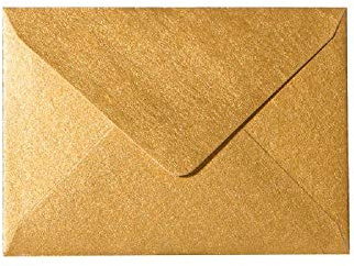 Paper24 Briefumschläge DIN B6 125 x 176 mm spitze Lasche Nassklebung 120g für Hochzeit, Einladungen, Glückwunschkarten (88 Gold, 25 Stück)