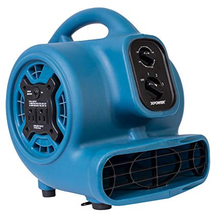 XPOWER P-230AT Mini Mighty 1/4 HP 925 CFM Centrifugal Air Mover, Carpet Dryer, Floor Fan, Blower, Stackable, Daisy Chain, for Water Damage Restoration, Janitorial, Plumbing, Home Use