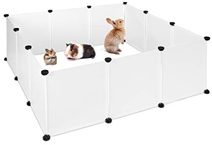 Relaxdays 12 TLG. Freilaufgehege Kunststoff, DIY Freigehege für Kleintiere, einfache Steckverbindung, erweiterbarer Auslauf, weiß