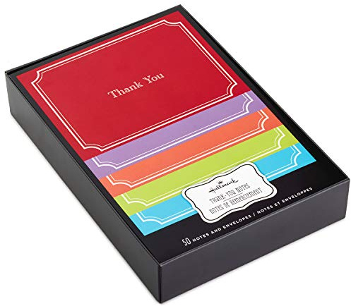 Hallmark Biglietti di ringraziamento – Confezione da 50 in 5 motivi colorati