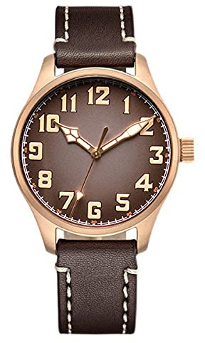 NC Baltany Automatic Mechanical Men Bronze Fliegeruhren Saphirglas NH35 Armbanduhr (Brown)