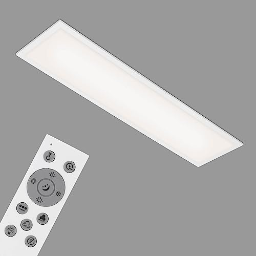 BRILONER - LED Deckenlampe flach Smart Home, App- und Sprachsteuerung, Fernbedienung, Lampe, Deckenleuchte, Wohnzimmerlampe, LED Panel, Schlafzimmerlampe, 100x25x6,5 cm, Weiß