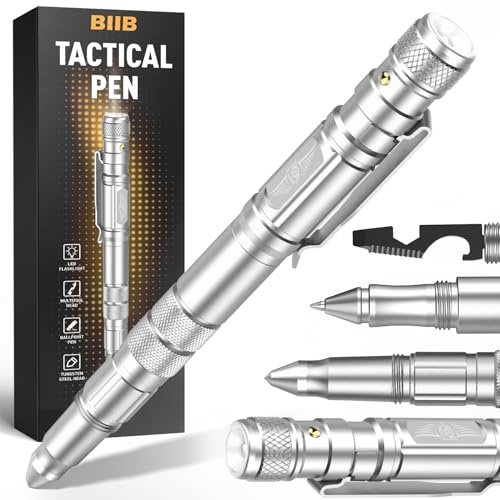 BIIB Geschenke für Männer, Multitool Pen mit LED für Feuerwehr Geschenk | Geburtstagsgeschenk für Männer, Papa Geburtstagsgeschenk, Männergeschenke Multifunktionswerkzeug, Camping Zubehör