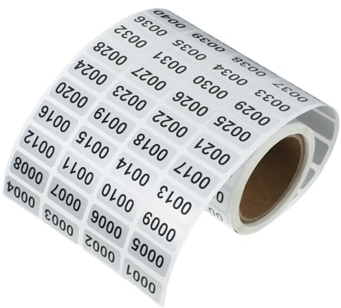 Operitacx Étiquettes Numérotées Autocollantes en Rouleau 0,78x0,39 en Pvc Rectangulaires, Auto-adhésives, Faciles à Décoller, Maison et L'école