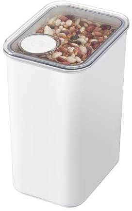 iDesign Recipiente grande de plástico reciclado para cocina con tapa hermética, 6.35 pulgadas de largo x 4.8 pulgadas de ancho x 8.85 pulgadas de alto, blanco