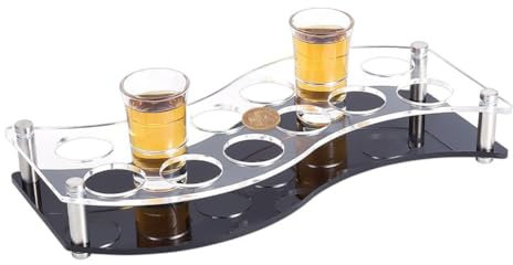 NBEADS 12 Shot Glass Tray Holder, Acrylic Glasses Holder Wine Cup Serving Tray With Black Base, Organizer Display Bar Accessories for Party, Club, Hole: 1.5