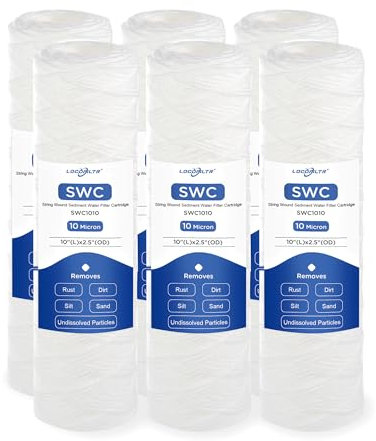 Whole House - Cartucho de filtro de agua de sedimentos de 10 micras de 10 pulgadas x 2.5 pulgadas, repuesto para CW-F, 155186-43, 3WH-STDSW-F02, SW-25-1010, EPW2S, SP-CW10, WHF-102, WPP-25098-10
