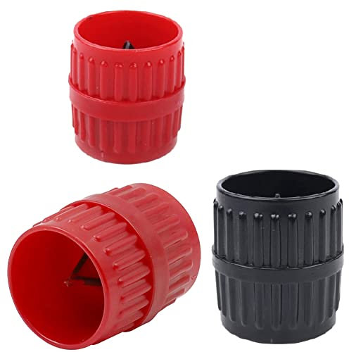 Xptieeck 3-teiliges Set Innen- und Außenkreis-Trimmer, Kunststoff, Kupferrohr, Anfasvorrichtung, Entgraten, Anfasen, Trimmen, Schwarz und Rot