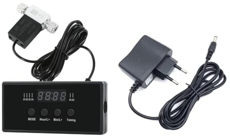 DONGKER Valvola solenoide di CO2 con controller temporizzazione, DC 12 V, testa singola/doppia acquario, regolatore di CO2, valvola temporizzata, per la crescita di piante acquatiche ed erba
