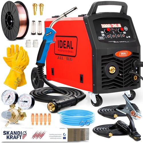 Ideal Tecno MIG 254/2 PULSE - Soldador Inverter Profesional 200A 230/400V - Sinergia - MIG/MAG, MMA, Flux, TIG Lift - 4 Rodillos - Soldadura por Puntos y Regulación de Inductividad - Set Basic