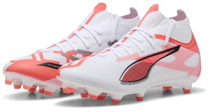 PUMA Ultra 5 Match+ FG/AG WN's, Weiblich Fussballschuh, PUMA White-PUMA Black-Glowing RED,