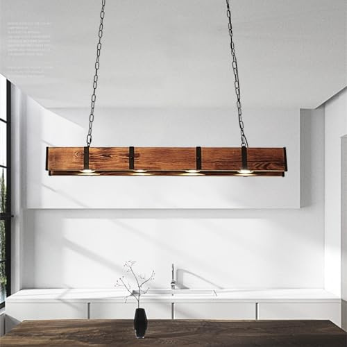 HEYUN Retro Hölzernes Pendelleuchte Industrieller Stil Hängelampe 4*LED Altes Handwerk Vintage Esstischlampe Kücheninsel Restaurant Bar Decken HängeleuchteHöhe Frei Einstellbar 100cm