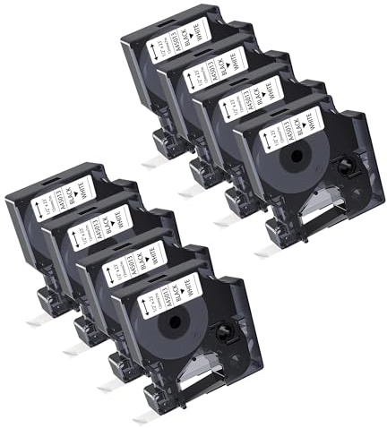 8x kamo Schriftbänder Kompatibel für Dymo D1 45013 (12mm x 7m) Schwarz auf Weiß, für LabelManager 120P 160 210D 220P 260P 280 350D 360D 420P LabelPoint 100 150 200 LabelWriter 400 450 DUO
