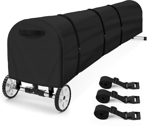 Swimming Pool Solar Reel Cover, 22Ft UV Resistant Inground Pool Solar Protective Blanket Reel Cover 420D Heavy Duty Waterproof Winter Solar Blanket Reel Roller Covers Protector (22 Ft, Black)