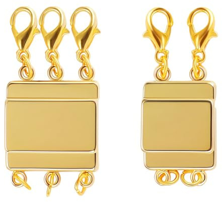 2 Stück Schichtung Magnetische Verschlüsse Magnetverschluss Kette für Halskette Armbänder Schmuck Verbindungsschnallen Mehrere Ketten Separieren Layering Verschlüsse Ketten Magnetverbinder Gold