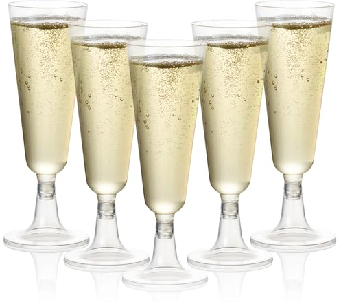 Matana - 24 Flute da Champagne Eleganti in Plastica, 150ml - Calici Plastica Rigida, Bicchieri da Brindisi per Feste, Compleanni, Matrimoni - Resistenti, Lavabili e Riutilizzabili